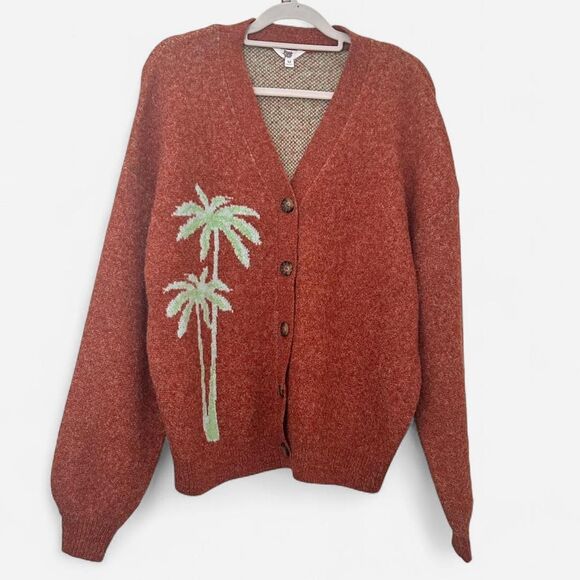 Ascot & Hart Palm Graphic Rust Cardigan – Indie Coastal Cowgirl Knit (M) 🌴 - Picture 2 of 7